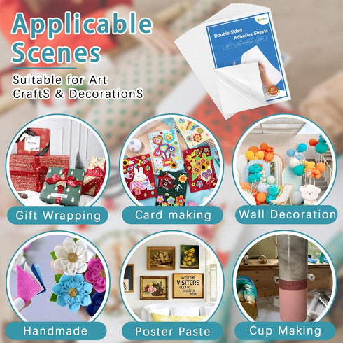Double Sided Adhesive Sheets for Arts Craft Scrapbooking Photo Albums Home Decorative 25Pcs, 8.3 x 11.7 Inch...