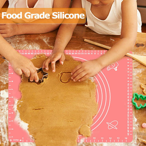 Silicone Pastry Mat for Baking, Dough Rolling Mat Non Stick Dough Mat with Measurement Baking Mat, Kitchen Counter Mat for Pie, Crust, Pizza, Cook...