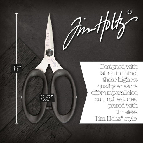 Tim Holtz Small Scissors - 5 Inch Scissors All Purpose for Cutting Fabric, Crafting, and Sewing - Heavy Duty Mini Scissors with Titanium Micro Poi...