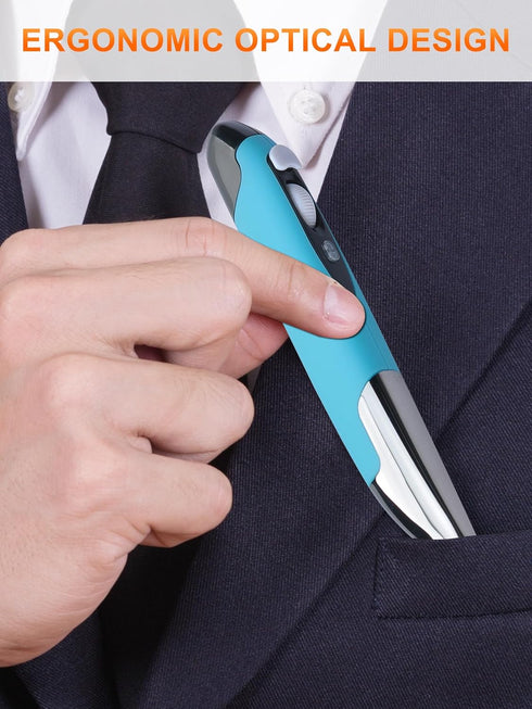 lychee Optical Pen Mouse Wireless for Laptop,Ergonomic Pocket Mouse Pen&Adjustable 800/1000/1200/1600 DPI,2.6GHZ USB&Bluetooth Mouse for PC(Blue)...