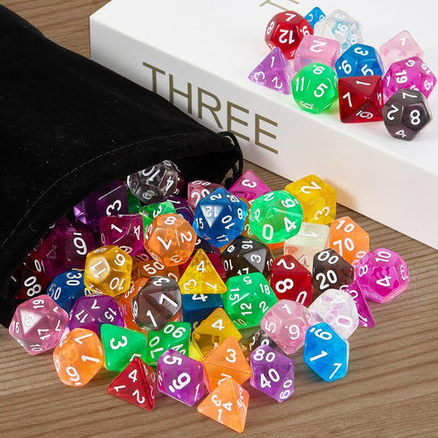 DND Dice Set?10x7 (70 Pieces) Polyhedral Dice with a Large Drawstring Bag Great for Dungeons and Dragons, Role Playing Table Game?10 Colors-1?...