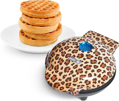 DASH Mini Maker for Individual Waffles, Hash Browns, Keto Chaffles with Easy to Clean, Non-Stick Surfaces, 4 Inch, Orange Leopard...