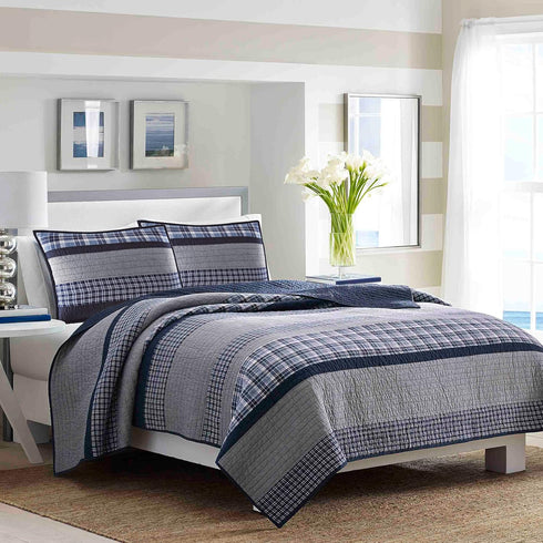 Nautica - Sham, Cotton Quilted Bedding with Envelope Closure, Pre-Washed for Added Softness, Stylish Bedding Set (Adelson Blue, 20" x 26")...
