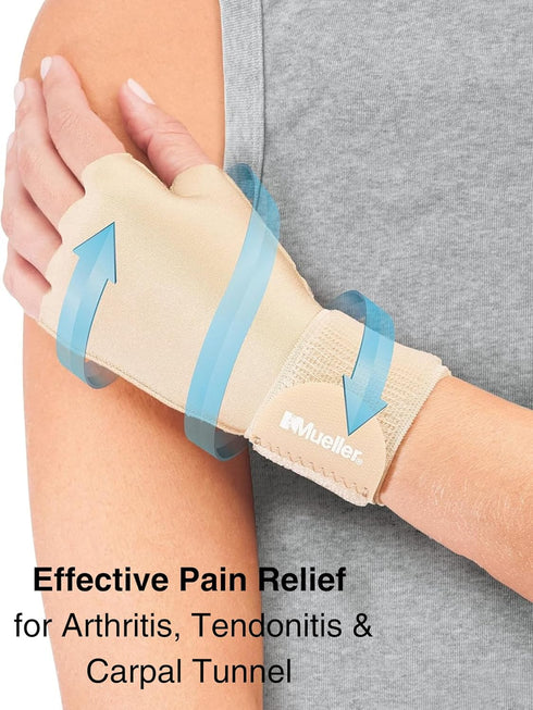 MUELLER Sports Medicine Arthritis Compression Glove, Hand and Wrist Support, Fits Right or Left Hand, Pain Relief for Men and Women, Beige, Large/...