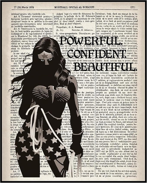 Posterizer 1 pcs-Powerful Confident Beautiful Woman-Wonder Woman-Movie & Cinema Art-Vintage Art-Gift for movie lovers-Gift for Superhero, Comic Bo...