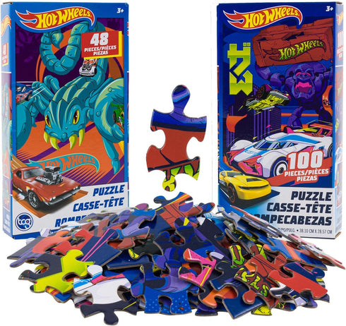 Jigsaw Puzzle Set Hot Wheels Activity Set - 2 Pack Hot Wheels Puzzles for Kids with Temporary Tattoos and More (Hot Wheels Toys)...