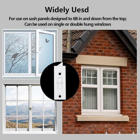 Window Latch Locks Window Parts and Hardware Window Tilt Latch Plastic Construction, Spring Loaded, 2 Inch Hole Center Spacing Sliding Lock Replac...