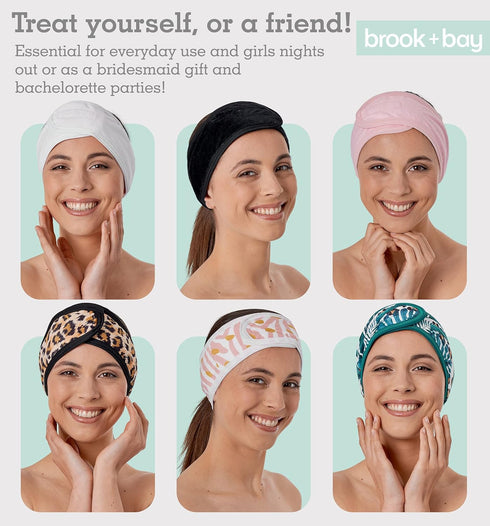 Brook + Bay Spa Headband for Washing Face - Makeup & Skincare Face Wash Head Band - Face Mask Towel Terry Hair Band for Women - Pink...