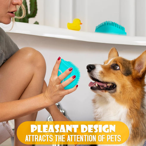 2Pcs Dog Bath Brush Scrubber - Dog Bath Brush With Soap Dispenser Dog Soap Scrubber Pet Bath Brush Pet Shampoo Brush for Dogs Bath - Dog Shampoo B...