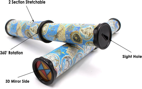 3 Pack Magic Kaleidoscope Toy for Kids Adults 3D Mirror Lens Kaleidoscope Party Favors Stretchable Long Classic Kaleidoscope Toy Educational Scien...