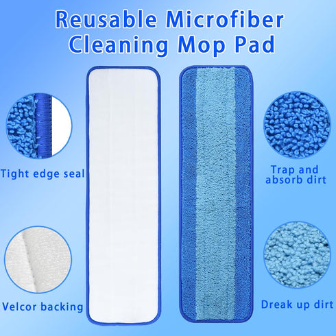 8 Pack Microfiber Cleaning Pad for Rubbermaid Commercial 18 Inch Mop and 17 Inch Mop, Reusable Wet & Dry Mop Refills for Commercial Flat Mop Syste...