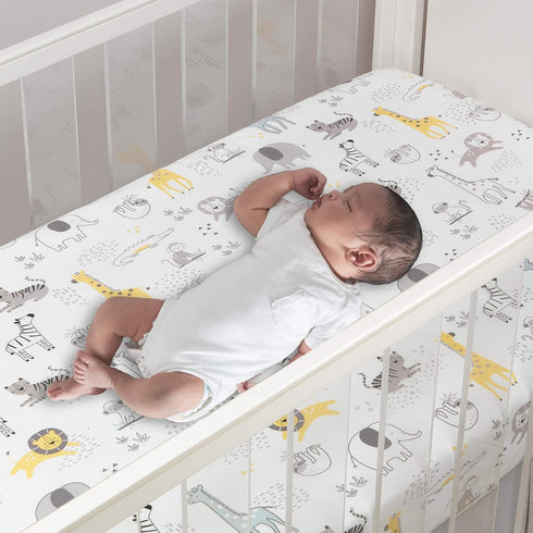 Lambs & Ivy Animal Jungle Soft 100% Cotton Jersey Baby Fitted Crib Sheet...