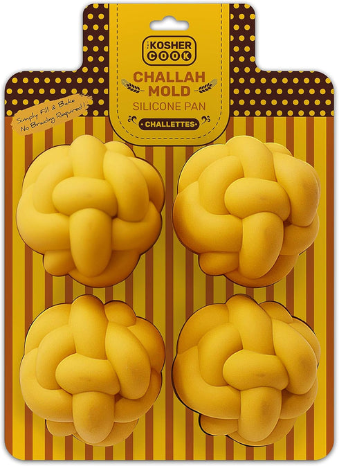 Silicone Braided Challah Mold - 4 Small Challettes - Braided Oval Challah Pan - Challah Bread Baking Mold - No Shaping Required...