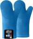Gorilla Grip Heat and Slip Resistant Silicone Oven Mitts Set, 14.5 in, Soft Cotton Lining, Waterproof, BPA-Free, Extra Long Thick Gloves for Cooki...
