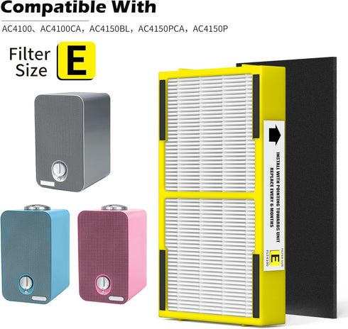 FLT4100 HEPA Replacement Filter Size E Compatible With Guardian Technologies model AC4100 AC4100CA AC4150BL AC4150PCA AC4150P Purifier,2 Pack...