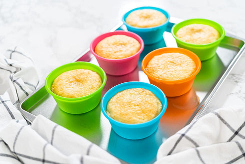 Bakerpan Silicone Jumbo Muffin Cups For Baking, Smooth Large Air Fryer Muffin Cups, 3 1/2 Inch Muffin Baking Cups, Jumbo Cupcake Liners - Set of 6...