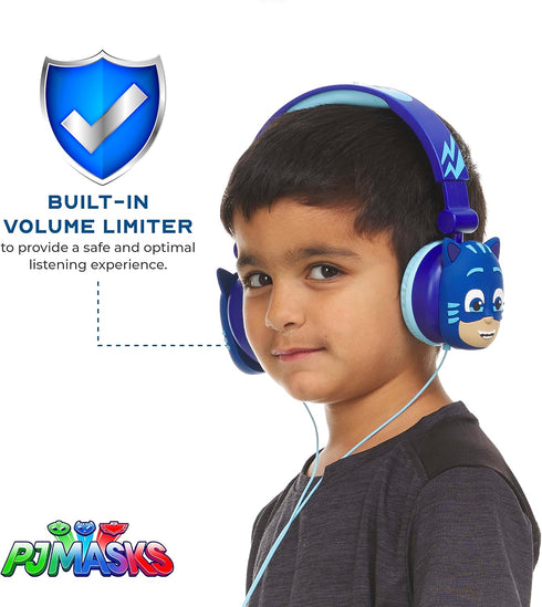 PJ Masks Over-Ear Headphones for Kids - Adjustable Headband, Stereo Sound, Tangle-Free Cable, Volume Control, and 3.5mm Jack - Perfect for School,...
