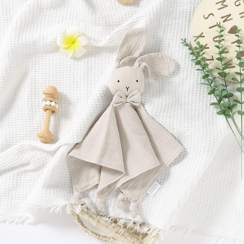 LAWKUL Baby Lovey Organic Cotton Muslin Soft Security Blankets Comfy Lovie for Infant Boy Girls Unisex Bunny Khaki...