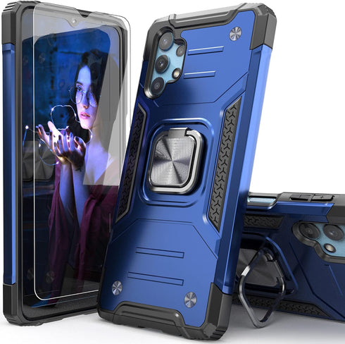 for Galaxy A32 5G Case with Screen Protector,Shockproof Drop Test Slim Fit Case with Car Mount Kickstand Lightweight Protective Cover for Galaxy A...