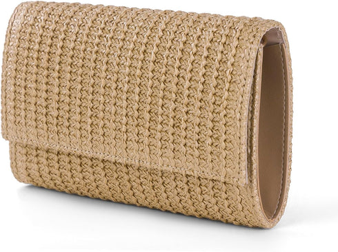 Straw Shoulder Crossbody Bag, Chain Evening Purse Envelope Clutch Handbag Summer Beach Bag...