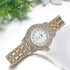JewelryWe Women Watches Gold Tone Alloy Rhinestone Quartz Watch Stylish Bling Dress Watch Wristwatches for Valentine’s Day...