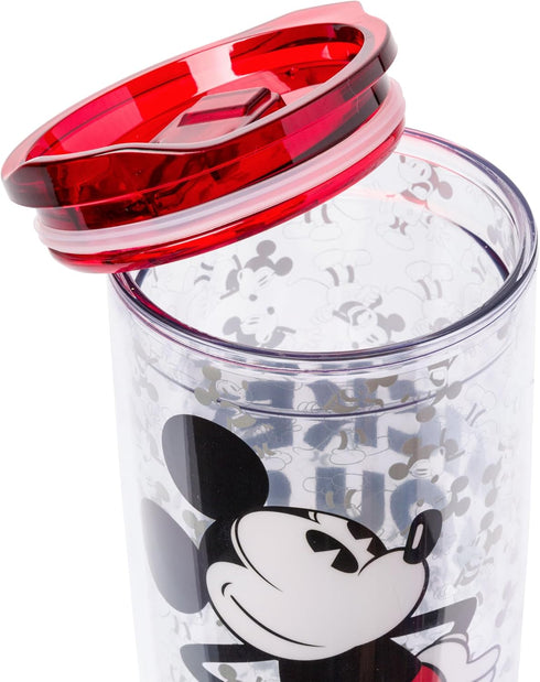 Silver Buffalo Disney Vintage Mickey Mouse Since 1928 Double Wall Travel Tumbler with Slide Close Lid, 20 Ounces...