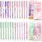 24Pcs Kawaii Gel Ink Pens, 0.5mm Black Ink Retractable Gel Pens, Fine Point Aesthetic Pens, Cute Office School Supplies for Kids Girl Women Writin...
