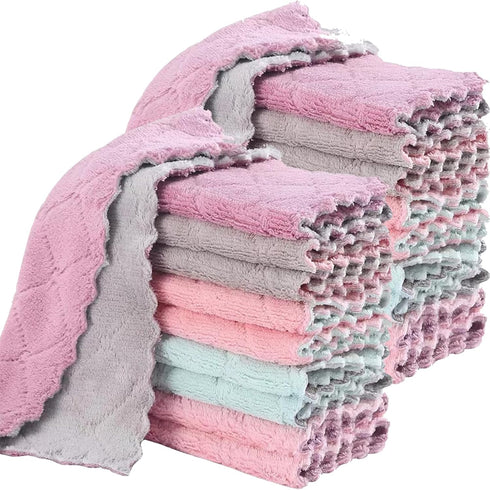 20 Pack Cleaning Cloth Kitchen Cloth, Dish Towels Super Absorbent Coral Velvet Dishtowels, Microfiber Premium Soft Tea Towels, Quick Dry Rags, Mul...