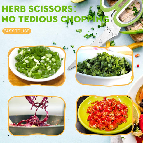Herb Scissors Set - Updated 2025 Cool Kitchen Gadgets for Cutting Fresh Garden Herbs - Herb Cutter Shears with 5 Blades and Cover, Sharp and Anti-...