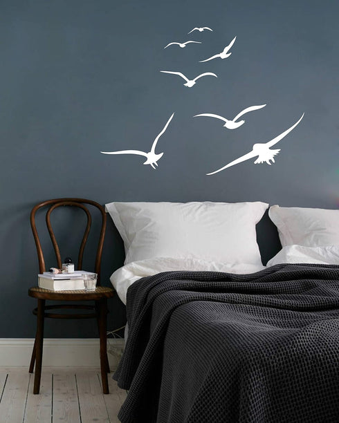 Flying Birds Wall Decals, Vinyl Stickers for Dorm, Nursery, Office, Kids Room, Bedroom, Living Room - Modern Home Decor Y20 (White)...