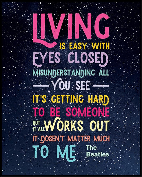 Posterizer 1 pcs-Living Is Easy With Eyes closed-Strawberry Fields Forever-The Beatles Poster-Musical Art Collection-Quotes-Gift for Music Fans- u...