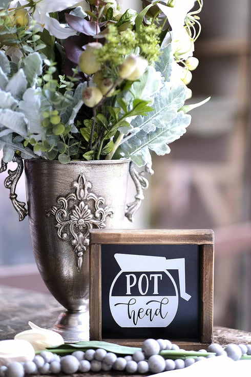 SIMPLY ANI Pot Head Coffee Signs, Coffee Sign for Coffee Bar, Funny Kitchen Decor, Farmhouse Coffee Signs Decor for Coffee Lovers, Coffee Bar Sign...