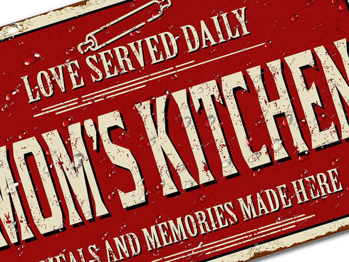Rustic Kitchen Wall Decor Old Country Aluminum Metal Sign, 12 x 8 inches Home Dining Room Decor - Mom's Kitchen...