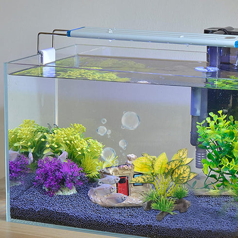 WishLotus Aquarium Plant Decoration, Plastic Artificial Plant Reptile Fish Tank Landscaping Water Plants Decoration with Sturdy Resin Base for Fis...