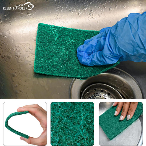 Green Medium Duty Cleaning Pads - Medium Duty Kitchen Scrub Sponges, Scouring Pads for Washing Dishes, Bathroom, Restaurant Cleaning Sponge, House...