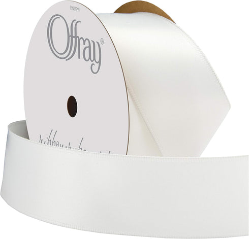 Berwick Offray 1.5" Single Face Satin Ribbon, White, 25 Yds...