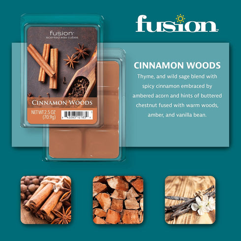 FUSION by Scentsationals Scented Wax Fragrance Melts - Cinnamon Woods - Wax Cubes Pack, Home Warmer Tart, Electric Wickless Candle Bar Air Freshen...