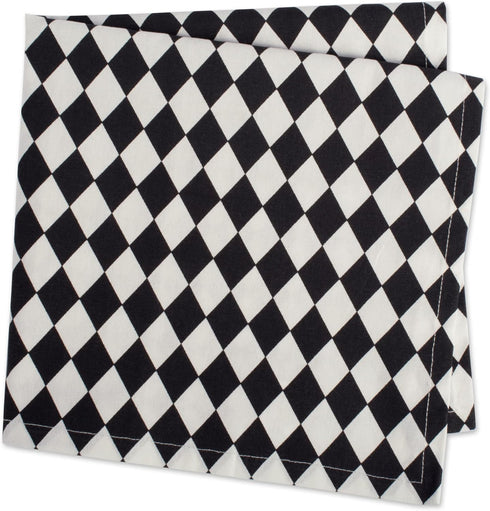 DII Halloween Tabletop, Harlequin Collection, Napkin Set, Black and Cream 6 Piece...