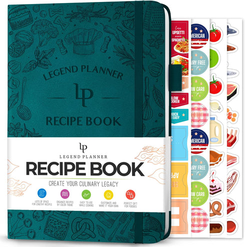Legend Recipe Book – Blank Family Cookbook to Write In Your Own Recipes – Empty Cooking Journal – Personalized Cooking Notebook, Hardcover, A5, 58...