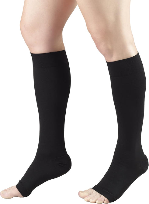 Truform 30-40 mmHg Compression Stockings for Men and Women, Knee High Length, Open Toe, Black, Small...