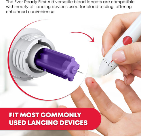 Ever Ready First Aid Sterile Twist-Cap Lancets 30G Purple - 150 Count...