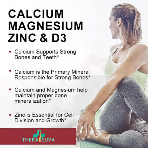 Extra Strength 4-in-1 Calcium + Magnesium + D3 + Zinc Supplement Complex for Bone and Immune Health. 120 SoftGels, 60 Day Supply...