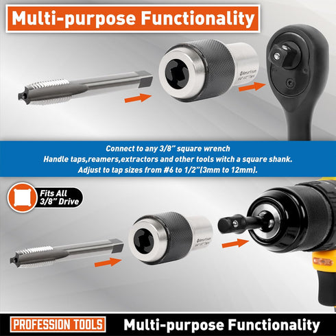 Amartisan 2-Piece Taps Socket Set, 6-1/2 Taps Adjustable Jaws, for Taps,Screw Extractors...