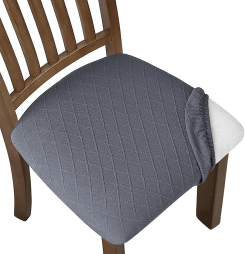 Stretch Chair Seat Covers 6 PCS, Removable Washable Dining Chair Covers Anti-Dust Dining Room Seat Cushion Slipcovers (6, Gray)...