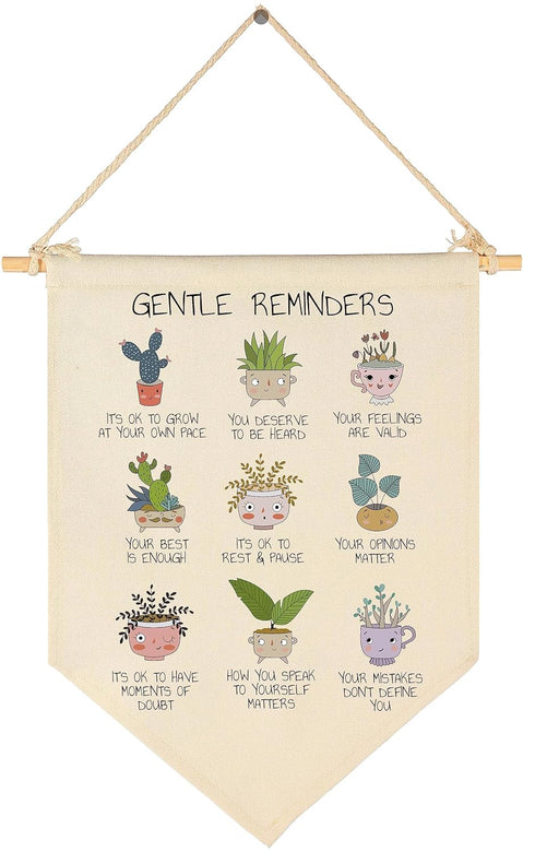 Gentle Reminders-Positive Self Affirmations Wall Banner-Mental Health Wall Art-Therapy Office Sign- School Counselor Decor-Self Love Compassion-Th...