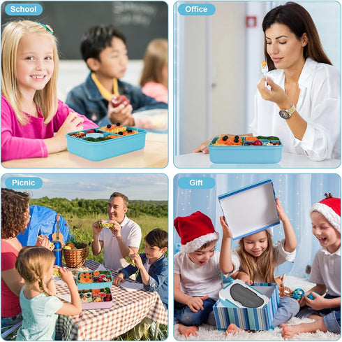 Bento Lunch Boxes for Adults, Blue, 5 Compartment Lunch Box Containers, Reusable & Leakproof, 9 x 6.5 x 2.7 in...