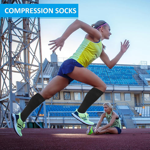 2 Pairs Compression Socks for Women & Men-Knee High Compression Stockings,Casual Solid Colors Fashion Breathable Tube Socks,Good Support for Runni...
