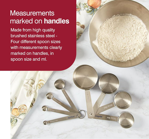 Zyliss Premium Stainless Steel Measuring Spoons - Stainless Steel Measuring Spoon Set - Dry Ingredient Nesting Measuring Spoons - Premium Bakeware...
