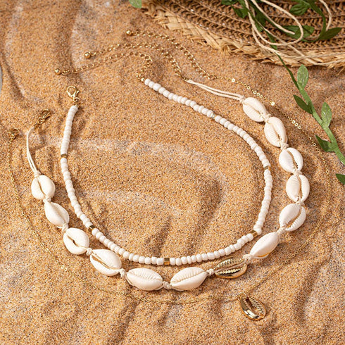 Cowrie Shell Necklace for Women Natural Sea Shell Beads Choker Necklace Adjustable Layered Summer Seashell Beach Necklace for Women Hawaiian Jewel...