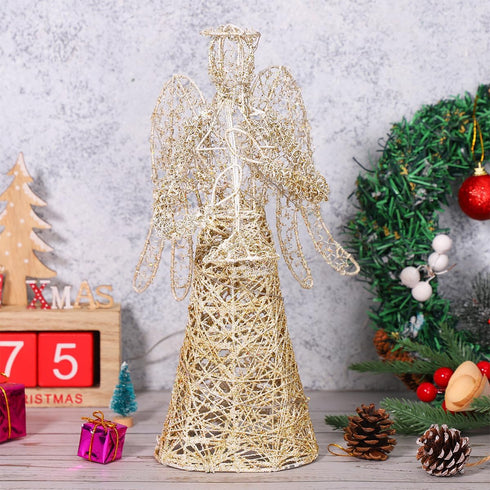 PRETYZOOM Christmas Tree Topper Exquisite Glitter Angel Tree Topper Light Angel Tree Topper Figure Treetop Ornament for Christmas Festival Home Ma...